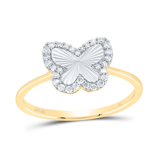 10kt Yellow Gold 1/5 Cttw Diamond Fashion Wedding Engagement Anniversary Butterfly Ring, Women Size: 5-9