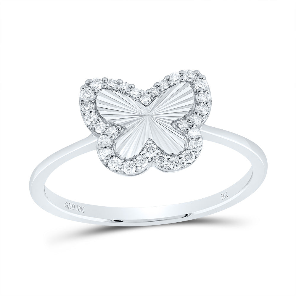 10kt White Gold 1/5 Cttw Diamond Fashion Wedding Engagement Anniversary Butterfly Ring, Women Size: 5-9