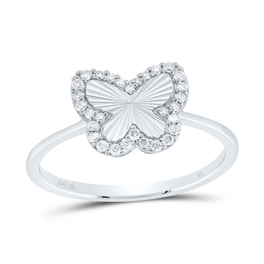 10kt White Gold 1/5 Cttw Diamond Fashion Wedding Engagement Anniversary Butterfly Ring, Women Size: 5-9