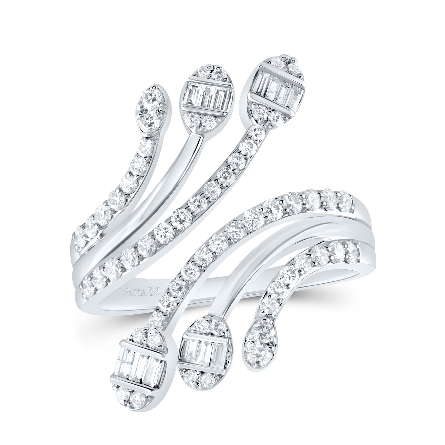 14kt White Gold 3/4 Cttw Diamond Ana M Bridal Wedding Engagement Anniversary Ring, Women Size: 5-9