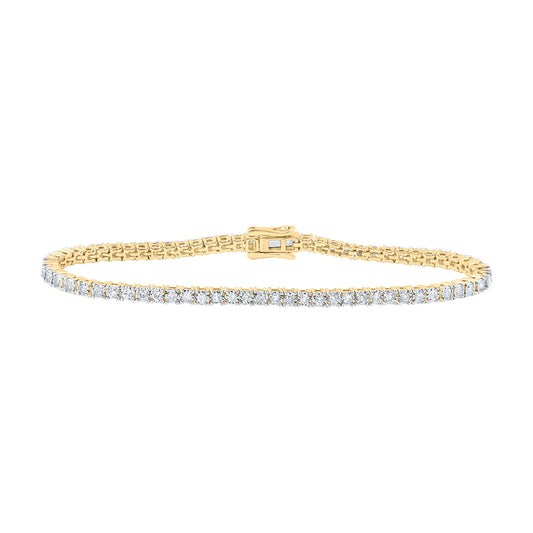 10kt Yellow Gold 1 1/2 Cttw Diamond Fashion Tennis Bracelet, Length: 7 Inch