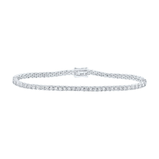 10kt White Gold 1 1/2 Cttw Diamond Fashion Tennis Bracelet, Length: 7 Inch