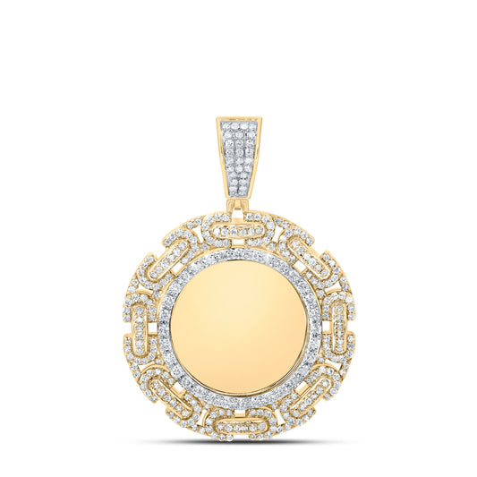 10kt Yellow Gold 1 5/8 Cttw Diamond Round Memory Mens Charm