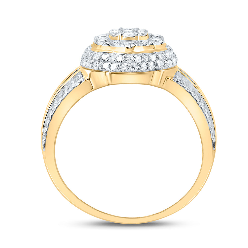10kt Yellow Gold 1 Cttw Diamond Fashion Wedding Engagement Anniversary Flower Ring, Women Size: 5-9
