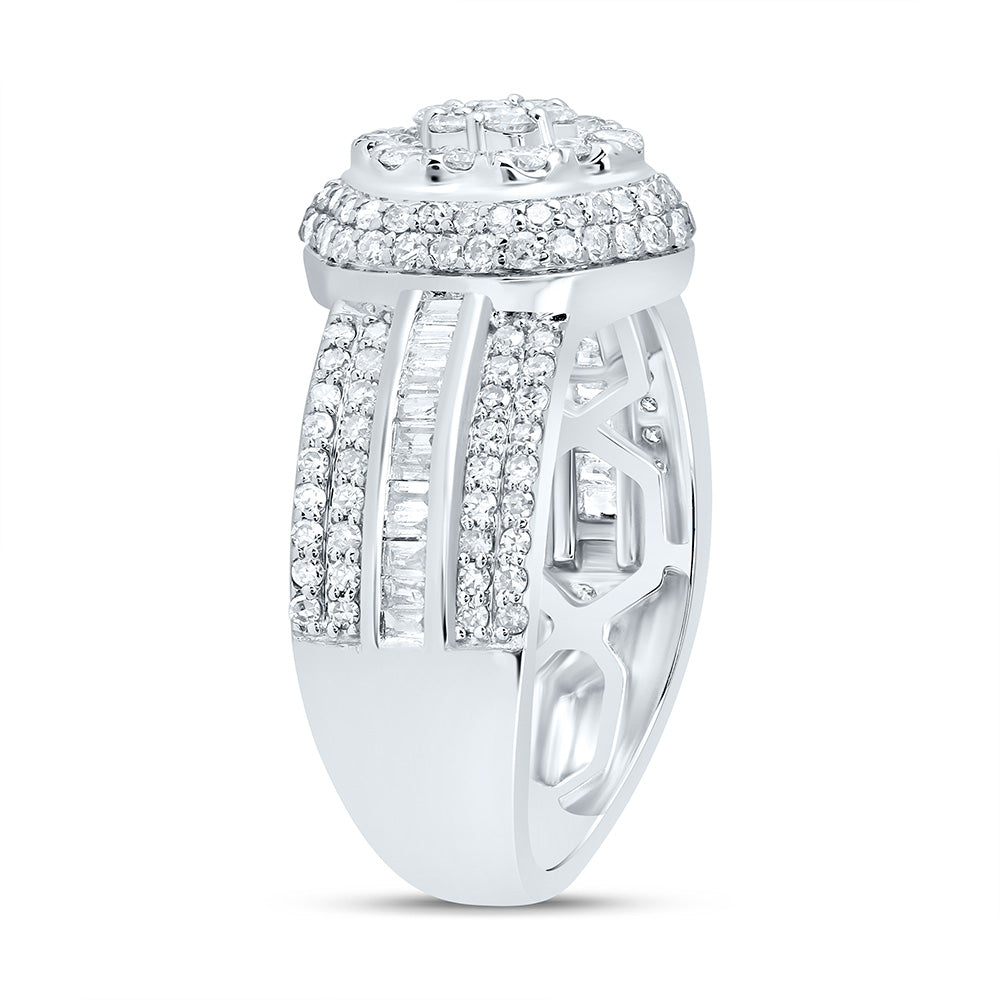 10kt White Gold 1 Cttw Diamond Fashion Wedding Engagement Anniversary Flower Ring, Women Size: 5-9