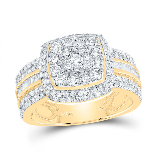 10kt Yellow Gold 1 1/3 Cttw Diamond Fashion Cushion Wedding Engagement Anniversary Ring, Women Size: 5-9