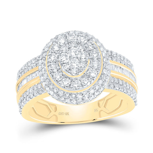 10kt Yellow Gold 1 1/4 Cttw Diamond Fashion Oval Wedding Engagement Anniversary Ring, Women Size: 5-9
