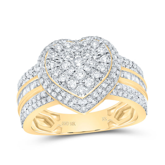 10kt Yellow Gold 1 Cttw Natural Diamond Fashion Heart Wedding Engagement Anniversary Ring, Women Size: 5-9