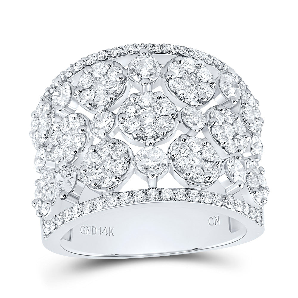 14kt White Gold 2 1/2 Cttw Diamond Fashion Bridal Wedding Engagement Anniversary Womens Band, Women Size: 5-9