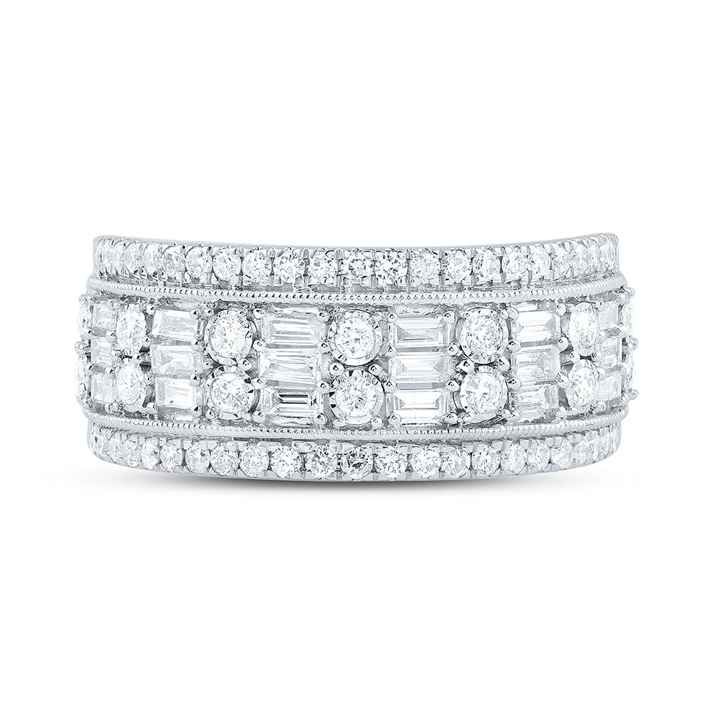 14kt White Gold 1 Cttw Diamond Fashion Bridal Wedding Engagement Anniversary Womens Band, Women Size: 5-9