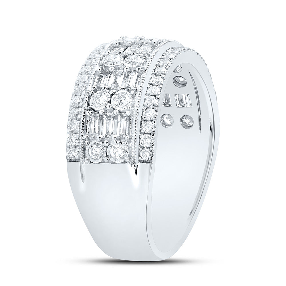 14kt White Gold 1 Cttw Diamond Fashion Bridal Wedding Engagement Anniversary Womens Band, Women Size: 5-9