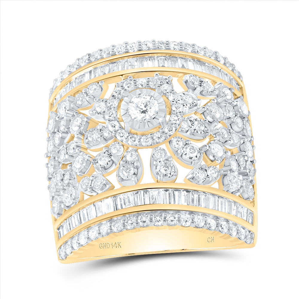 14K Yellow Gold 1 1/2 Ctw Diamond Fashion Ladies Band, Womens Size: 5-9