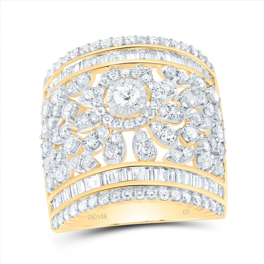 14K Yellow Gold 1 1/2 Ctw Diamond Fashion Ladies Band, Womens Size: 5-9