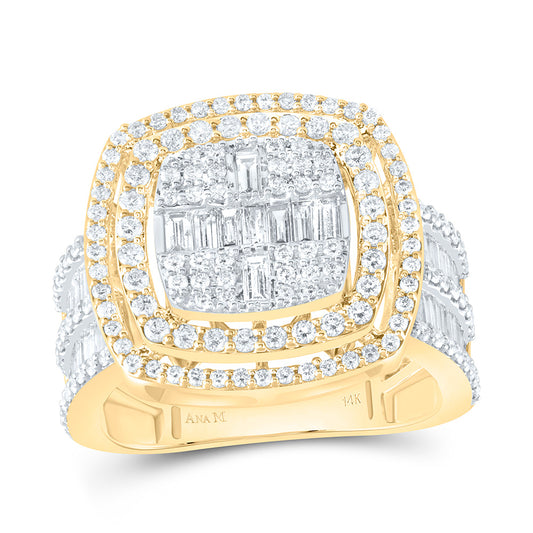 14kt Yellow Gold 1 3/4 Cttw Diamond Ana M Fashion Cushion Baguette Wedding Engagement Anniversary Bridal Ring, Women Size: 5-9