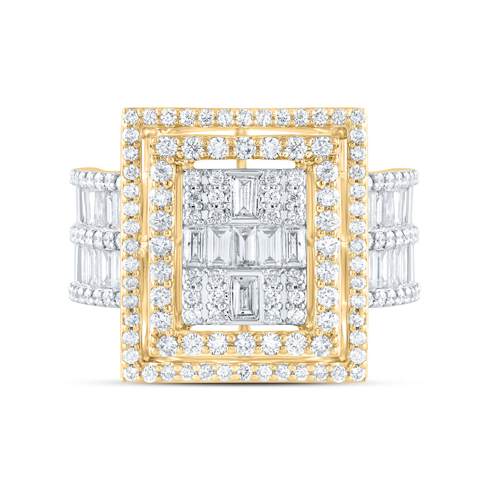 14kt Yellow Gold 1 7/8 Cttw Diamond Ana M Fashion Square Baguette Wedding Engagement Anniversary Bridal Ring, Women Size: 5-9