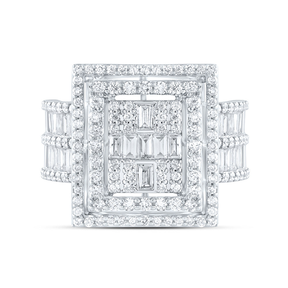 14kt White Gold 1 7/8 Cttw Diamond Ana M Fashion Square Baguette Wedding Engagement Anniversary Bridal Ring, Women Size: 5-9