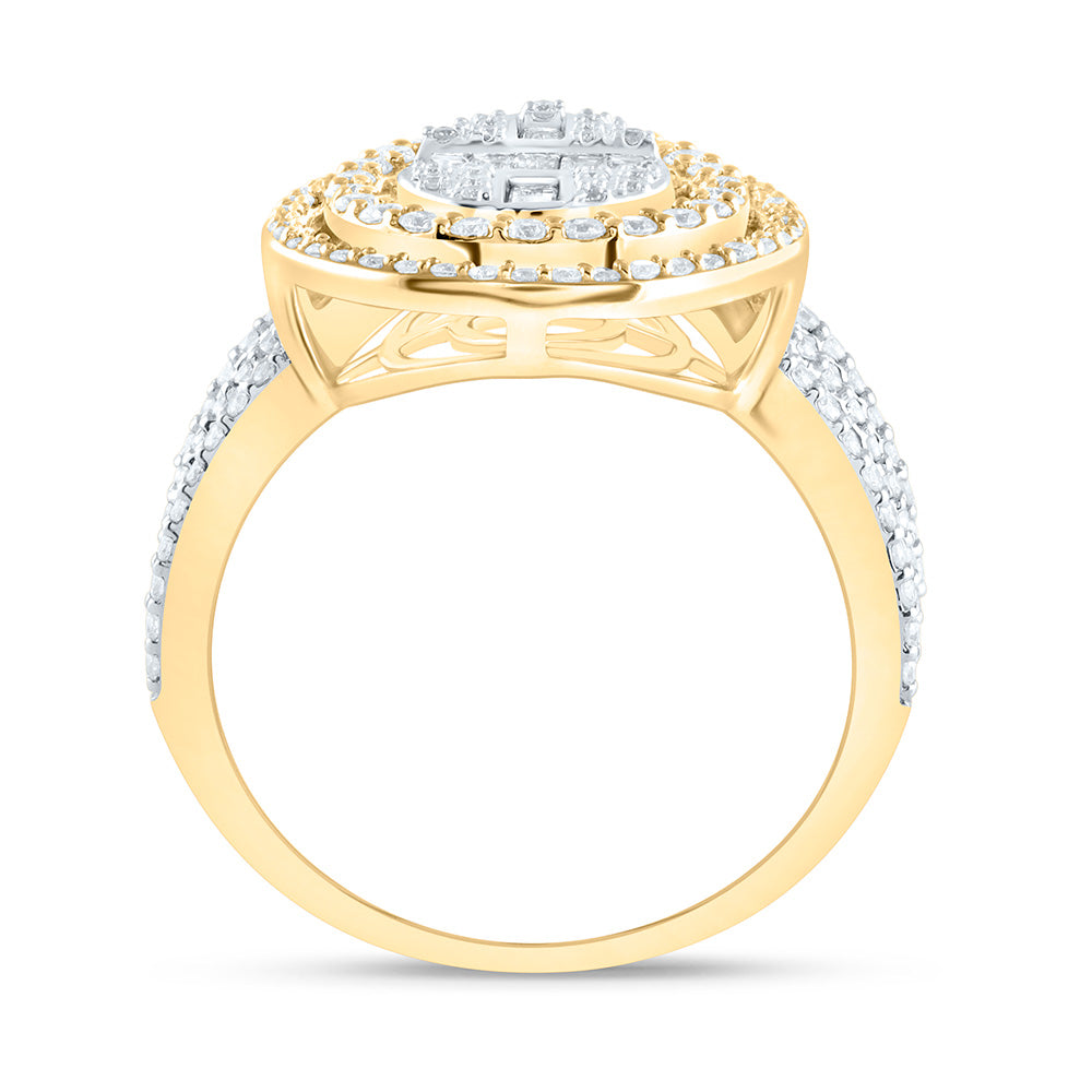 14kt Yellow Gold 1 3/8 Cttw Diamond Ana M Fashion Pear Baguette Wedding Engagement Anniversary Bridal Ring, Women Size: 5-9