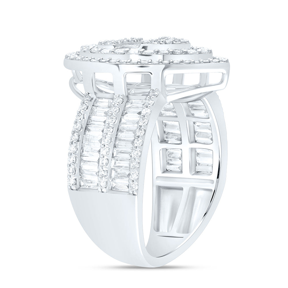 14kt White Gold 1 3/8 Cttw Diamond Ana M Fashion Pear Baguette Wedding Engagement Anniversary Bridal Ring, Women Size: 5-9