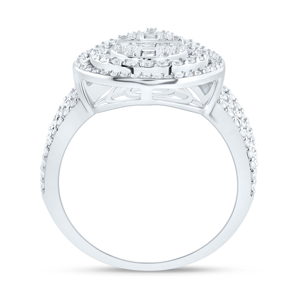 14kt White Gold 1 3/8 Cttw Diamond Ana M Fashion Pear Baguette Wedding Engagement Anniversary Bridal Ring, Women Size: 5-9