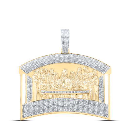 10K Yellow Gold 3 5/8 Ctw Diamond Jesus Mens Charm