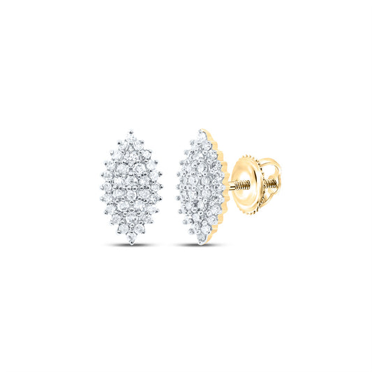 10kt Yellow Gold 1/5 Cttw Diamond Marquise Stud Earring