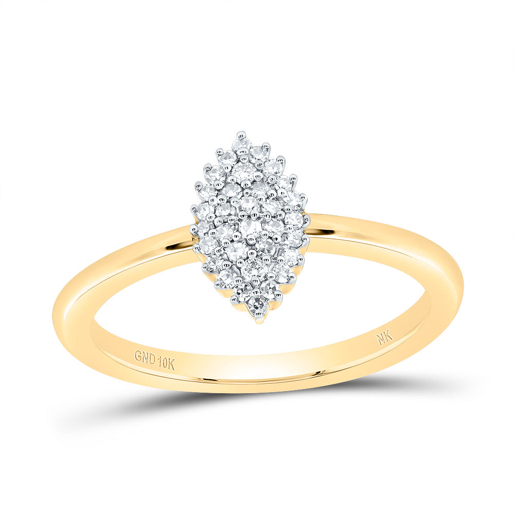 10kt Yellow Gold 1/8 Cttw Diamond Marquise Wedding Engagement Anniversary Ring, Women Size: 5-9