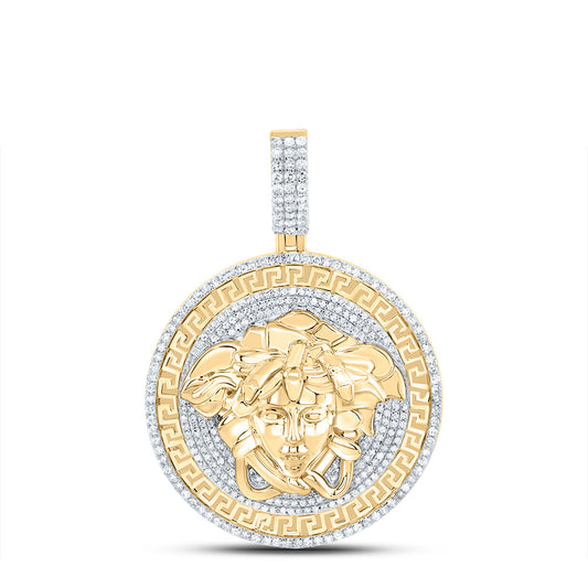 10kt Yellow Gold 1 1/3 Cttw Diamond Medusa Mens Charm