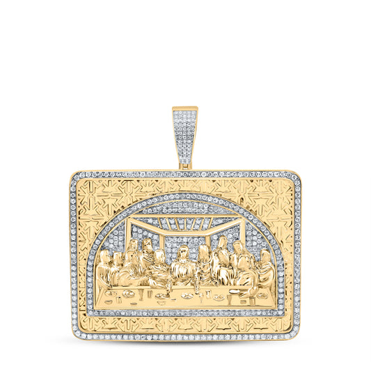 10kt Yellow Gold 2 Cttw Diamond Last Supper Mens Charm