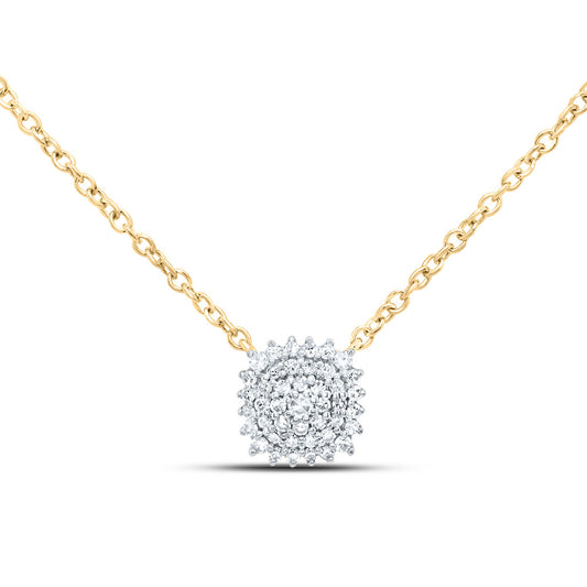 10kt Yellow Gold 1/6 Cttw Diamond Cushion Necklace, Length: 18 Inch