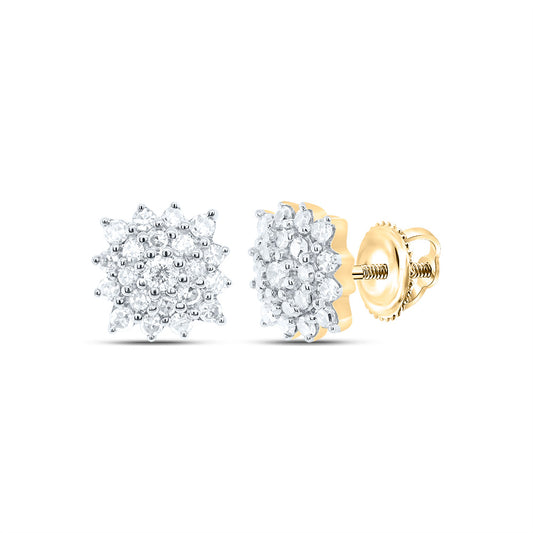 10kt Yellow Gold 1/5 Cttw Diamond Cushion Stud Earring