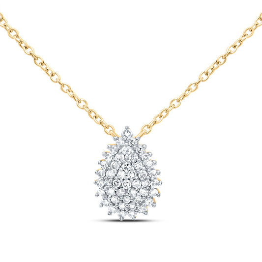 10kt Yellow Gold 1/6 Cttw Diamond Pear Necklace, Length: 18 Inch