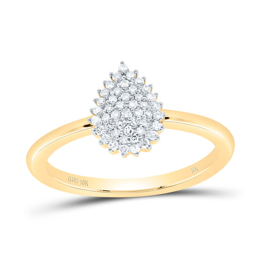 10kt Yellow Gold 1/6 Cttw Diamond Pear Wedding Engagement Anniversary Ring, Women Size: 5-9