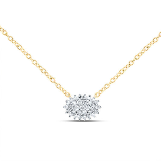10kt Yellow Gold 1/6 Cttw Diamond Oval Necklace, Length: 18 Inch