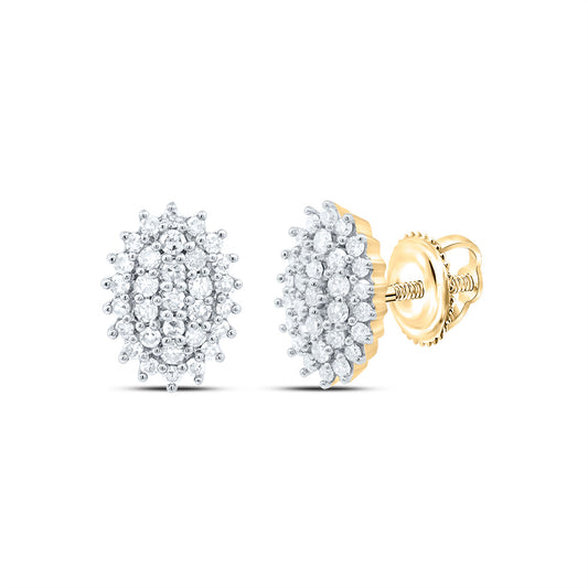 10kt Yellow Gold 1/5 Cttw Diamond Oval Stud Earring