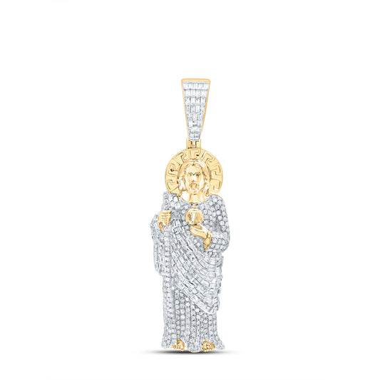 10kt Yellow Gold 1 1/2 Cttw Diamond Saint Jude Mens Charm