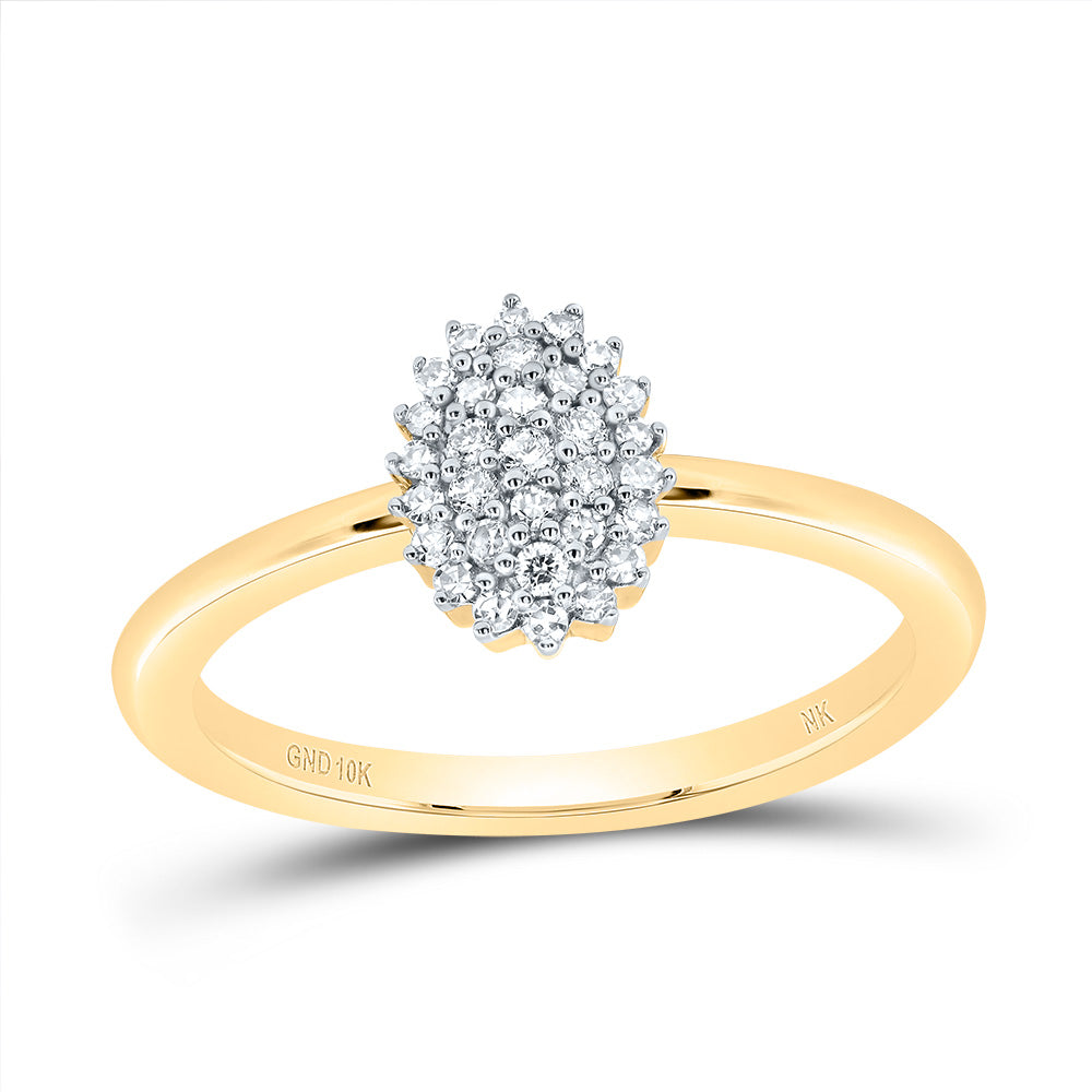 10kt Yellow Gold 1/6 Cttw Diamond Oval Wedding Engagement Anniversary Ring, Women Size: 5-9