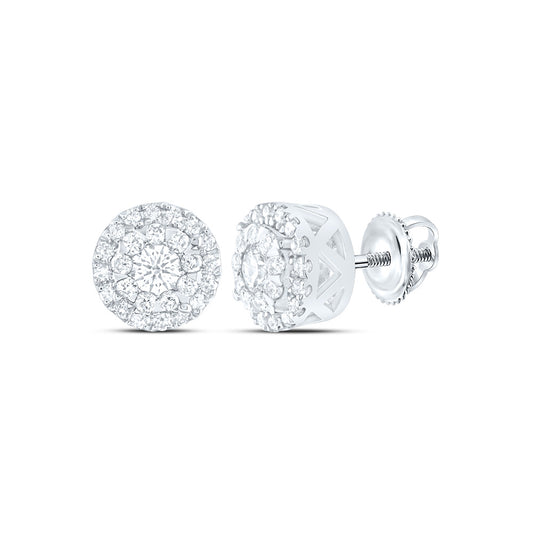 14kt White Gold 1/3 Cttw Diamond Ana M Elite Fashion Round Stud Earring