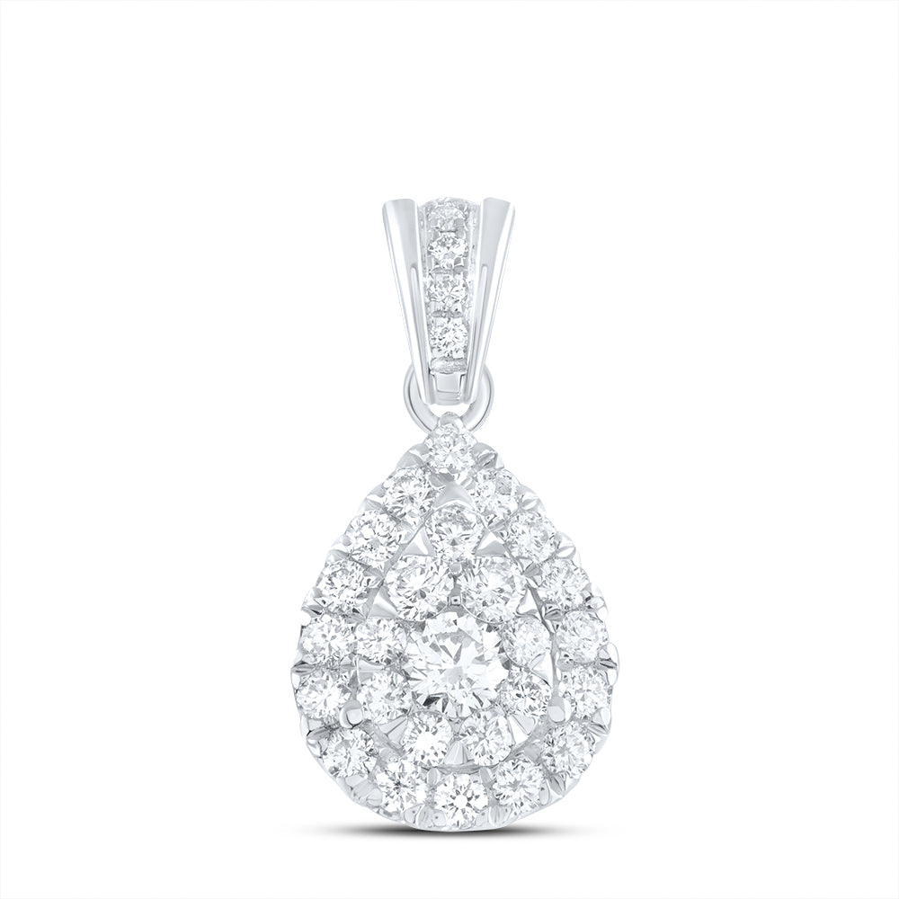 14kt White Gold 5/8 Cttw Diamond Ana M Elite Fashion Pear Pendant
