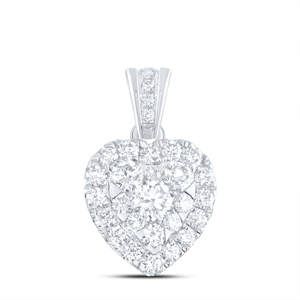 14kt White Gold 3/4 Cttw Natural Diamond Ana M Elite Fashion Heart Pendant
