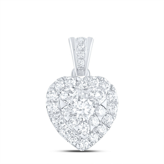 14kt White Gold 3/4 Cttw Natural Diamond Ana M Elite Fashion Heart Pendant