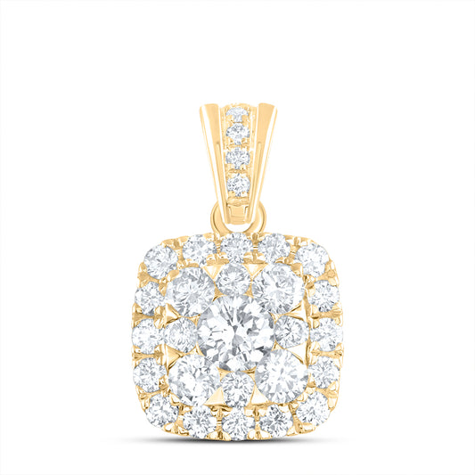 14kt Yellow Gold 7/8 Cttw Diamond Ana M Elite 1/4 Cttw Round Fashion Cushion Pendant