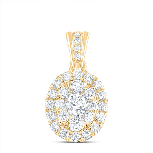 14kt Yellow Or White Gold Diamond Ana M Elite Round Fashion Oval Pendant