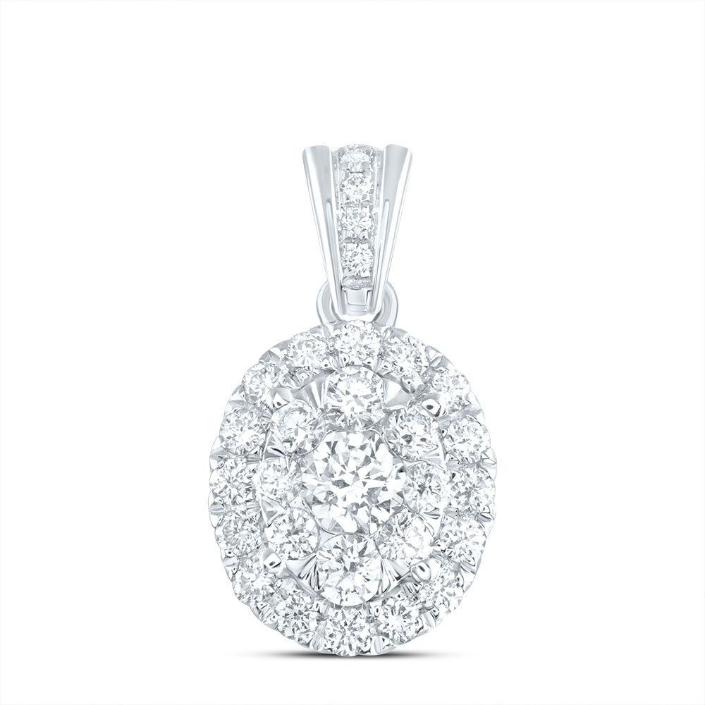 14kt Yellow Or White Gold Diamond Ana M Elite Round Fashion Oval Pendant