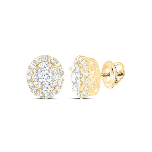 14kt Yellow Gold 1 Cttw Diamond Ana M Elite Fashion Oval Stud Earring