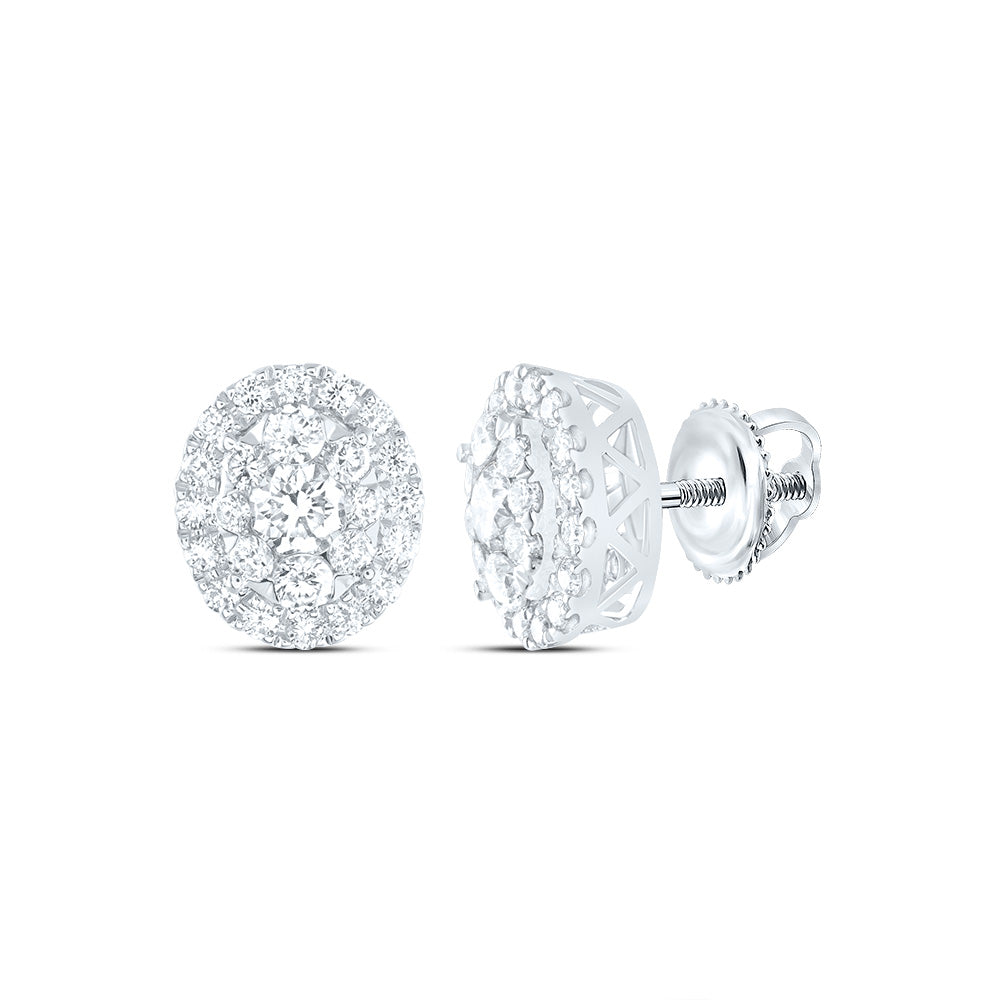 14kt White Gold 1 Cttw Diamond Ana M Elite Fashion Oval Stud Earring