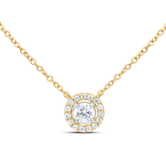 14kt Yellow Gold 1/5 Cttw Diamond Fashion Round Necklace, Length: 18 Inch