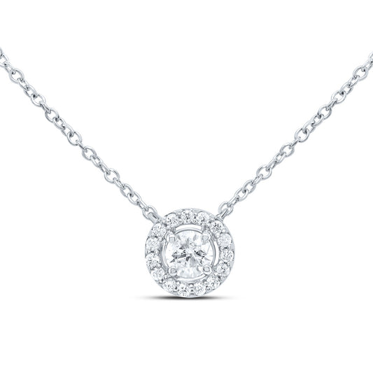 14kt White Gold 1/5 Cttw Diamond Fashion Round Necklace, Length: 18 Inch
