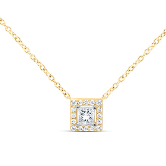 14kt Yellow Gold 1/4 Cttw Diamond Fashion Square Necklace, Length: 18 Inch