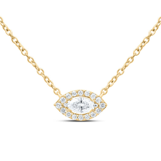 14kt Yellow Gold 1/5 Cttw Diamond Fashion Marquise Necklace, Length: 18 Inch