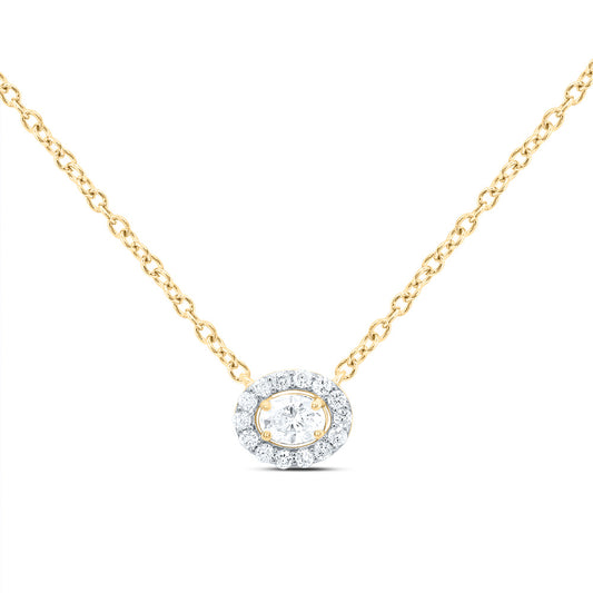 14kt Yellow Gold 1/5 Cttw Diamond Fashion Oval Necklace, Length: 18 Inch